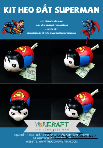 Kit heo đất Superman